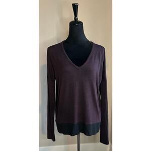 Rag & Bone Women's Cut Purple Black Oversized V Neck Jersey Sweater Size S